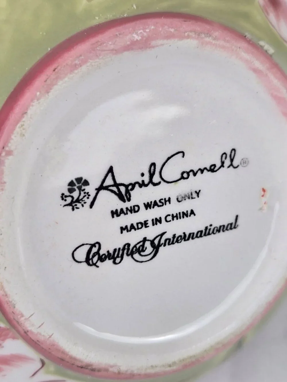 April Cornell Pink Flower Set 2 Snack Plates, Cup & Saucer, Creamer Contemporary